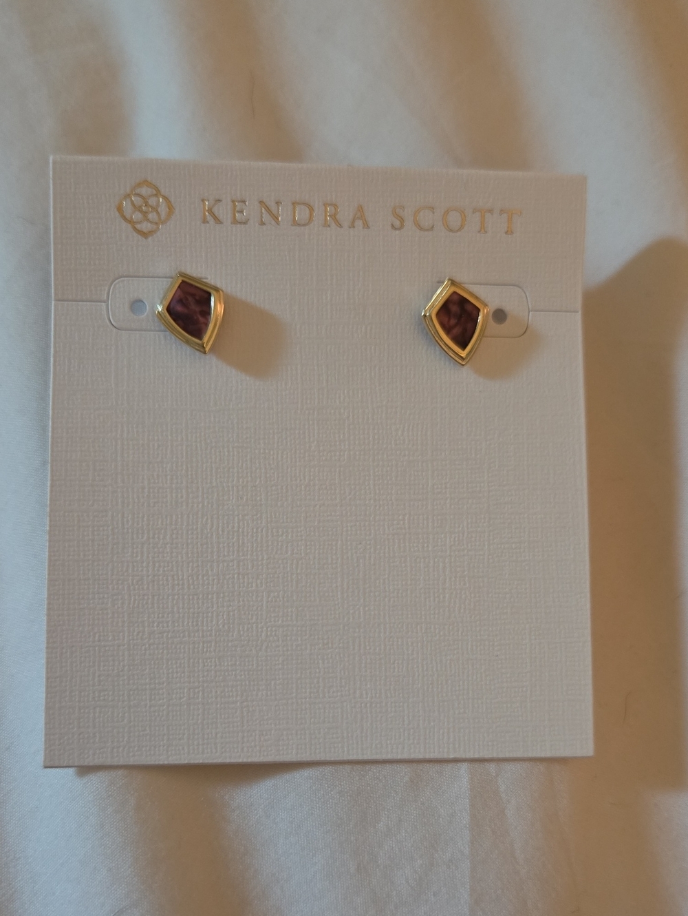New, Kendra Scott Gold-Plated Purple Stone Stud Earrings $50